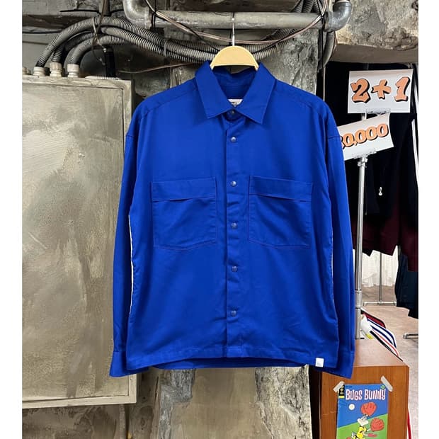 라이풀 스냅 오버 버튼 셔츠 블루 S #csz3664