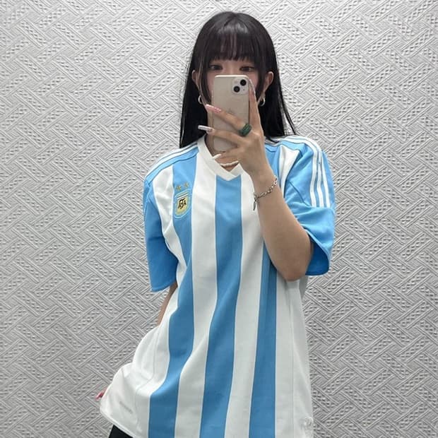 아디다스 올드스쿨 레트로 아르헨티나 축구유니폼 반팔티 L C13466