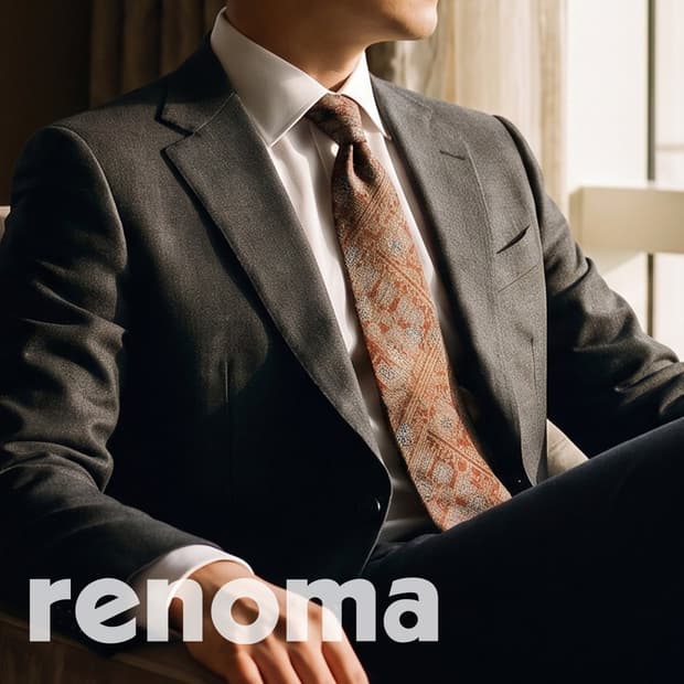 레노마 실크 브라운 클래식 패턴 넥타이 9cm A+등급 K2921
