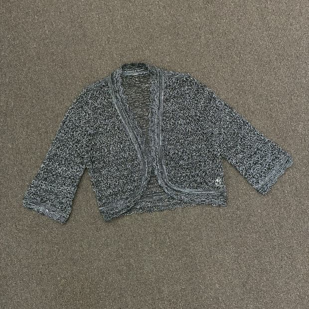 OS) Cristalle 빈티지 여성 그물 7부 가디건