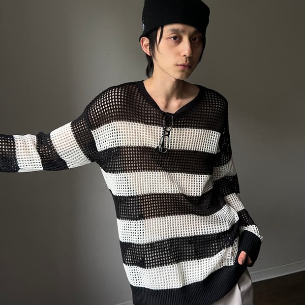 Chip Clip 피쉬네트 스트라이프 니트