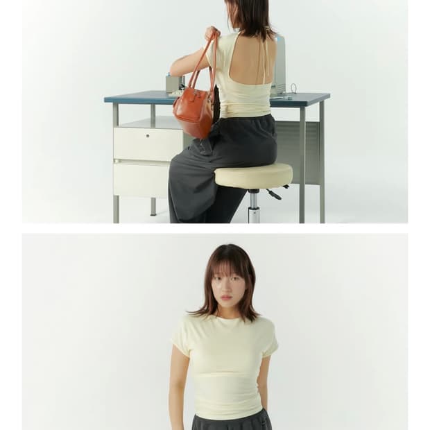 무브웜 백 타이 탑 back tie top - 크림 M