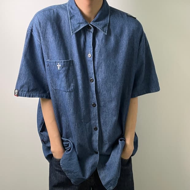 도그타운 올드스쿨 데님 워크 반팔 셔츠 XL