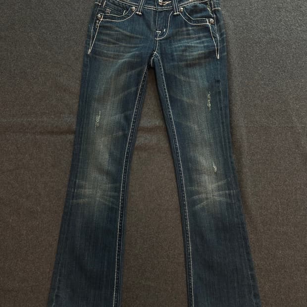 미스미 디테일 백패치 부츠컷 데님팬츠 y2k 펑크