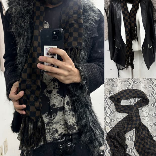 6Check Pattern Y2K Scarf 2.5