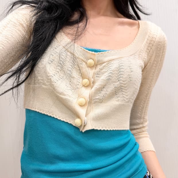 cropped ivory cardigan