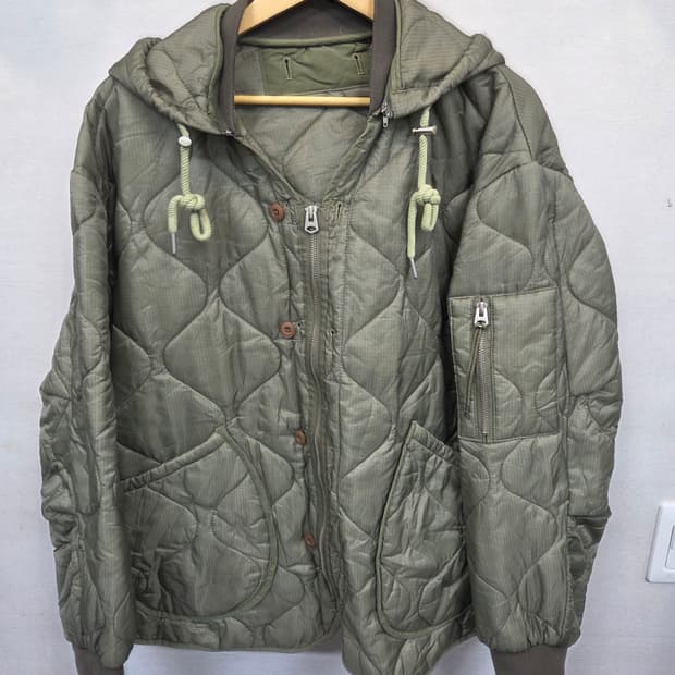 빈티지 퀄팅 깔깔이 누빔 후드자켓 xl