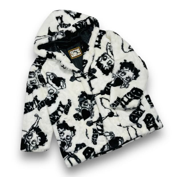 베티 붑 90s 킨키 아트 퍼 빈티지 후디 더플 코트