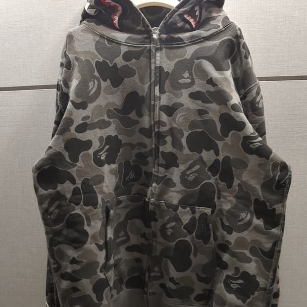 [2XL] 베이프 ABC 블랙 카모 샤크 후드집업