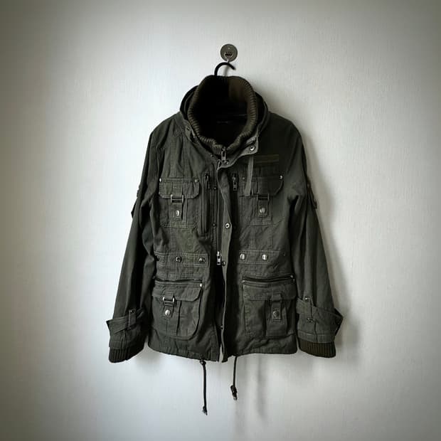 고스트오브할렘 투카라 하이넥 2way 스터드 버클 자켓 y2k 펑크