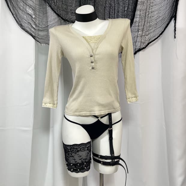 beige lace t-shirt