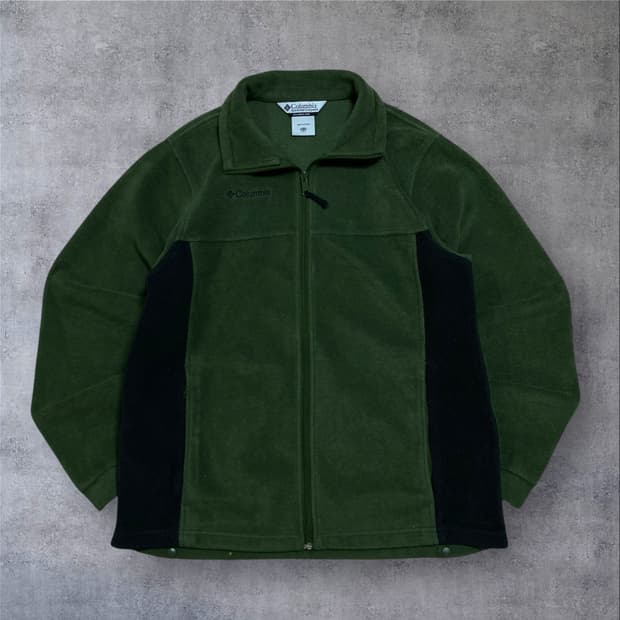 컬럼비아 스몰 로고 카키 플리스 자켓