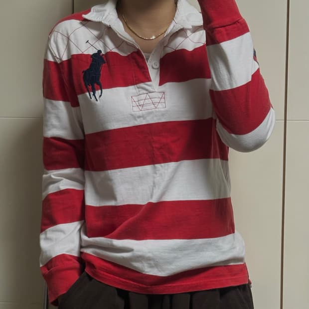 폴로 랄프로렌 빅포니 배색 롱슬리브 