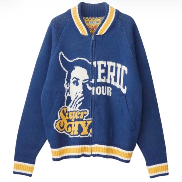 히스테릭 글래머 슈퍼 HYS 자카드 오버사이즈 점퍼 네이비