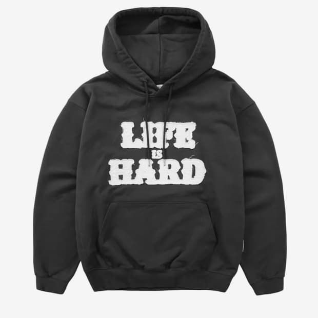 LIFE IS HARD HOODIE CHARCOAL