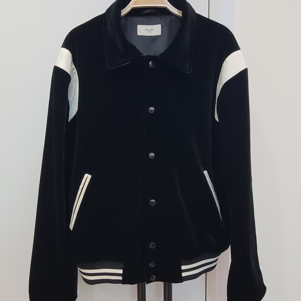 롤링스튜디오 벨벳 블랙 바시티 자켓 XL사이즈