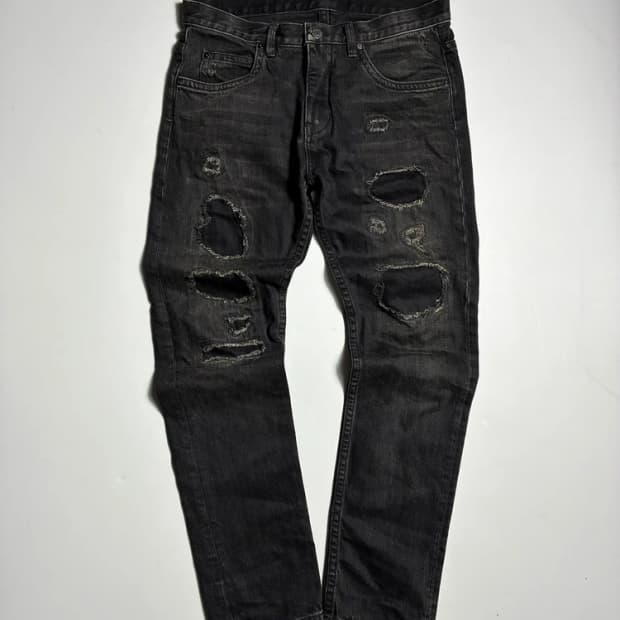 헬무트랭 17SS MR 87 디스트로이드 블랙 데님 팬츠 R3184