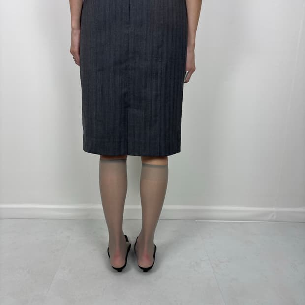 CHARCOAL STRIPE MIDI SKIRT