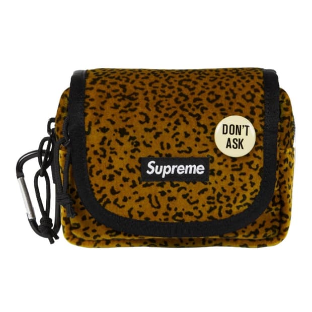 세제품) 슈프림 벨벳 미니 파우치 탄 레오파드 호피 키링 25FW