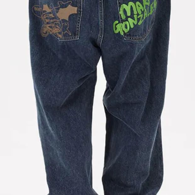 마크곤잘레스 백 포켓 그래픽 오버핏 데님 팬츠 - INDIGO M