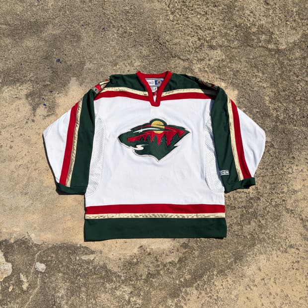 90s CCM NHL 미네소타 와일드 빈티지 럭비져지 유니폼 XL