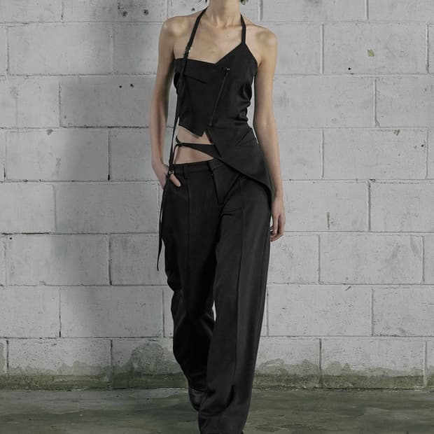 [택O새상품]보헤미안서울 보헴서 벨티드 와이드 팬츠 블랙S