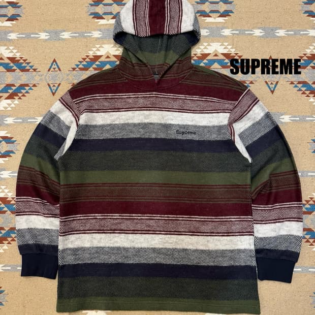 [L] 슈프림 니트 스트라이프 후드 L/S