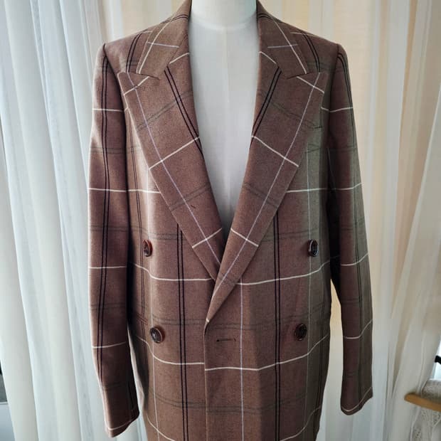 아크네스튜디오  타탄 블레이져 브라운 체크 더블 브레스트 자켓