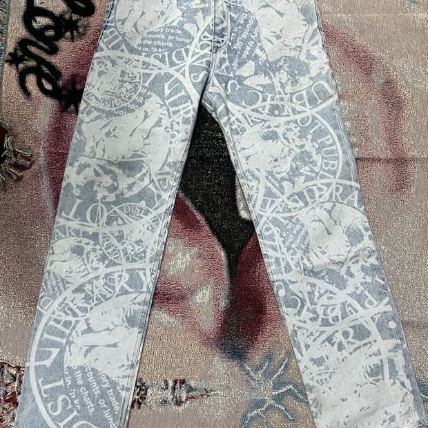 조거쉬 레이저 프린팅 데님 팬츠 