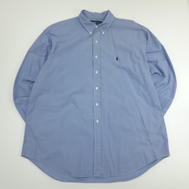 CN636 2XL 폴로 랄프로렌 블루 도트체크 긴팔 셔츠 남방
