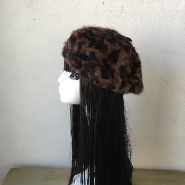  leopard pattern fluffy beret