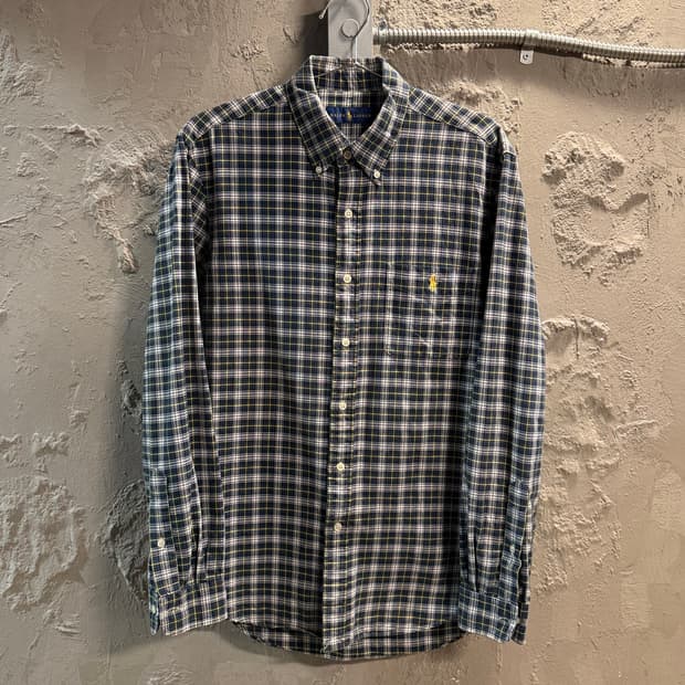 폴로 랄프로렌 클래식 체크 버튼다운 셔츠 그린 M