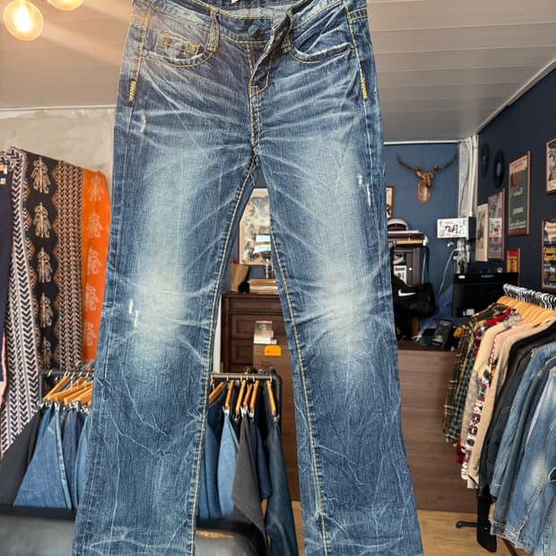 에비수 백포켓 노랑 페인팅 데님 28x33