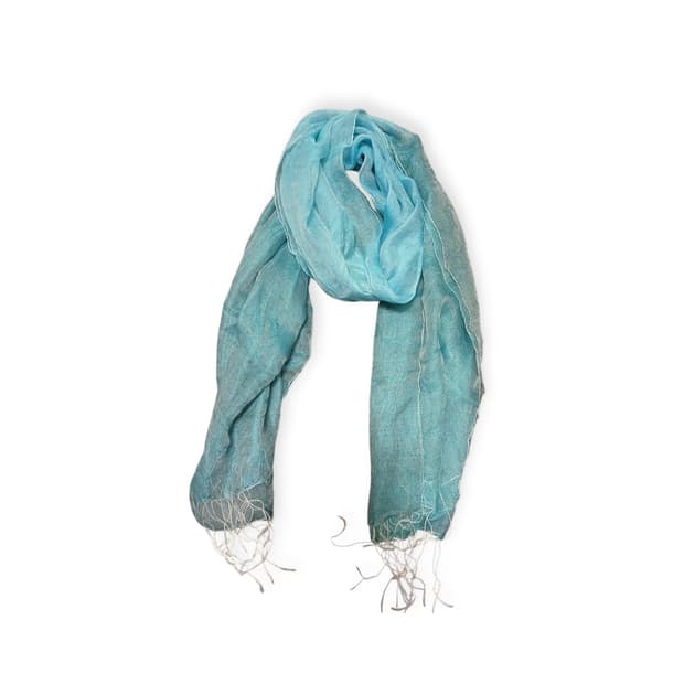 청록&블루 투톤 오픈 위브 스카프 