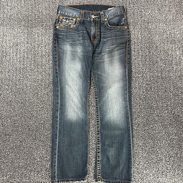 빈티지9. 트루릴리젼 레인보우 조이 로우라이즈 데님 팬츠 청바지 Y2K