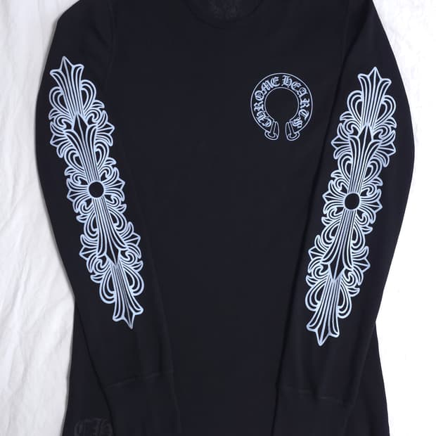 [XL] 크롬하츠 홀스슈 와플 써멀 플로랄 롱슬리브 블랙