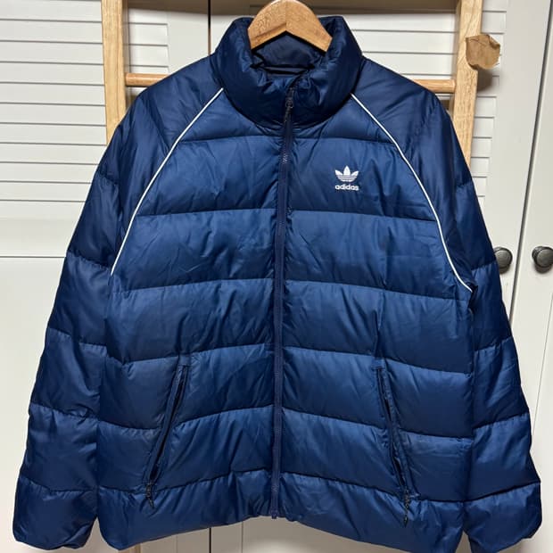 아디다스 사이드라인 딥네이비 y2k 패딩 자켓