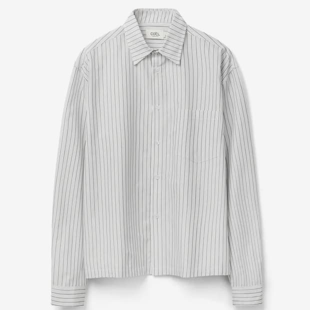 COCLX삭형] 스트라이프 세미 크롭 롱 슬리브 셔츠 2 COLOR CO