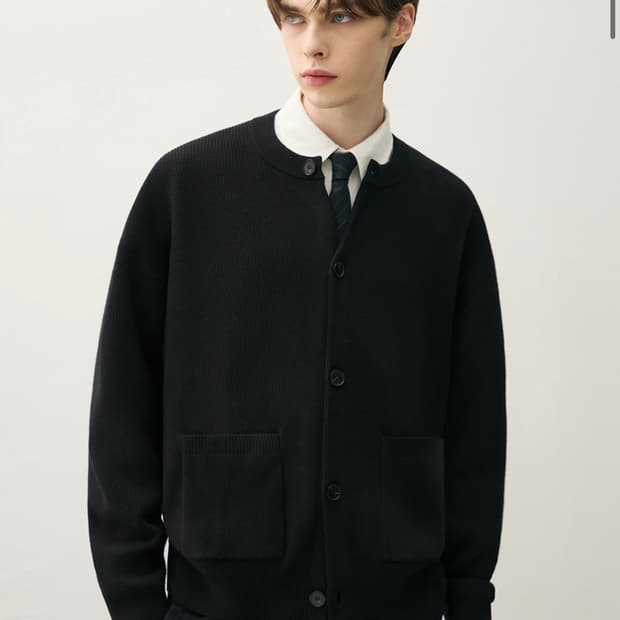 (XL) 드로우핏 오버사이즈 울 라운드 가디건 [BLACK] 판매