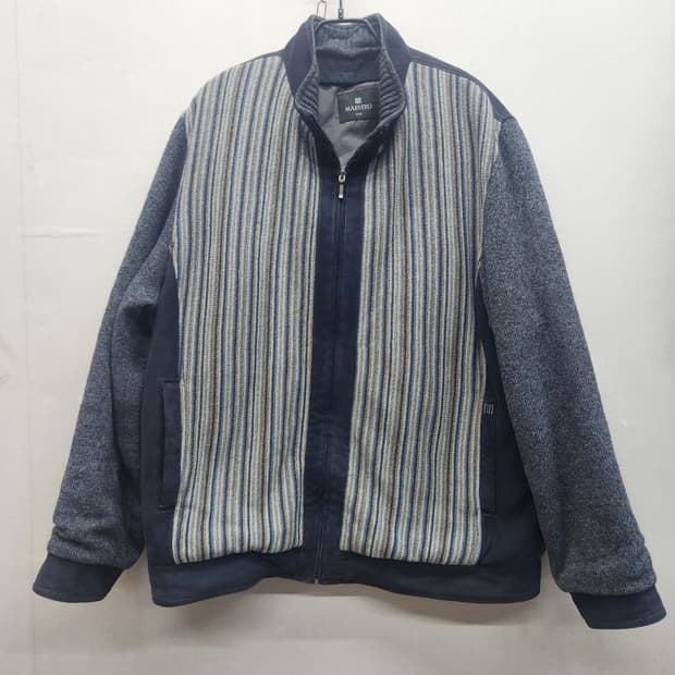 마에스트로 스트라이프 니트 누빔 봄버 자켓 2XL