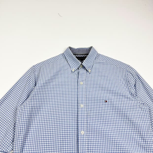 타미힐피거 플래그 스카이블루 체크셔츠 (S)