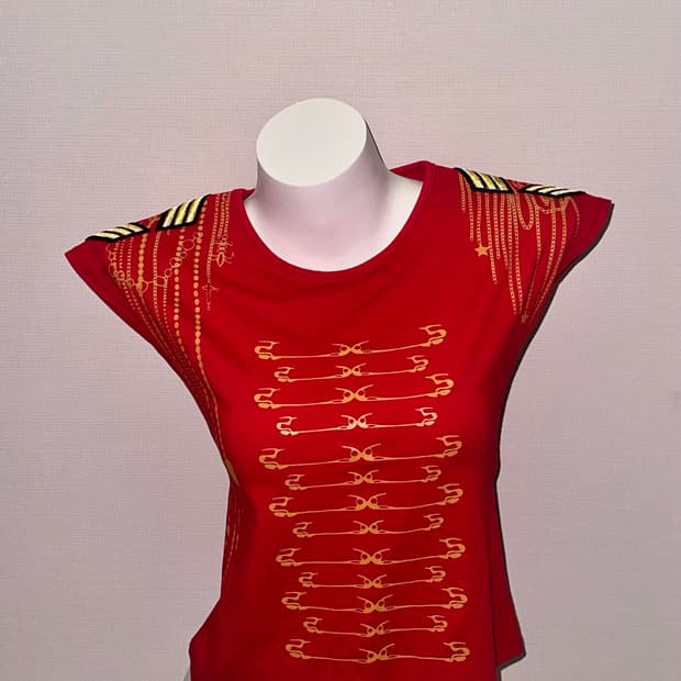 클립 프린팅 빈티지 캡소매 티