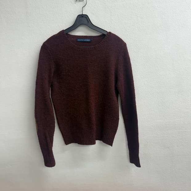 랄프로렌 브라운 램스울 니트 패치 스웨터 M