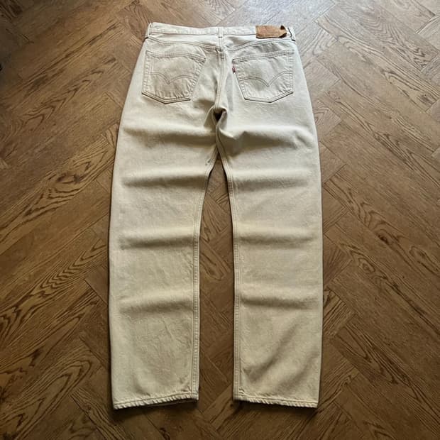 [38]90's 리바이스 501 USA Made 에크루 데님팬츠 S14
