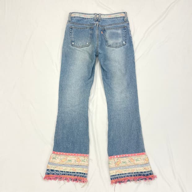 Ethnic tape patch denim