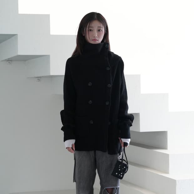 인앤양인하모니 더블버튼 가디건 블랙