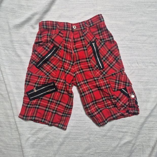 Punk Red Check Shorts