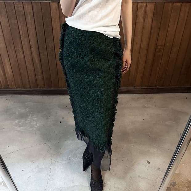 SACAI chiffon mix tweed skirt
