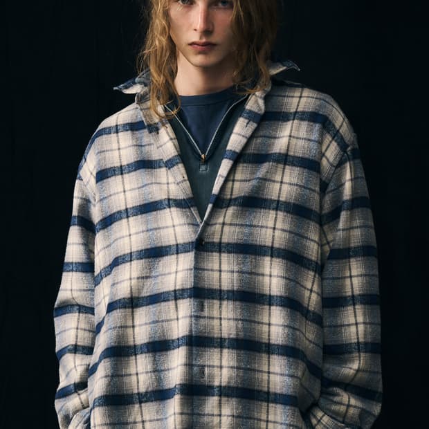 [3] 아프레쎄 실크냅 체크 셔츠 네이비