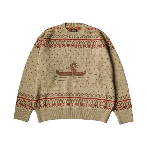 [3] 캐피탈 페어아일 크루 스웨터 카누 라이트카키 니트 kapital